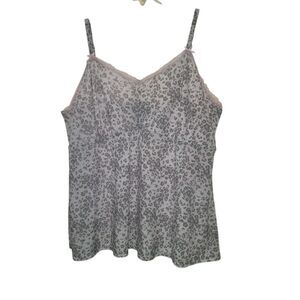 Rene Rofe Women's Pink Leopard‎ Print Lace Trim Sleep Tank Size Large XL/XG